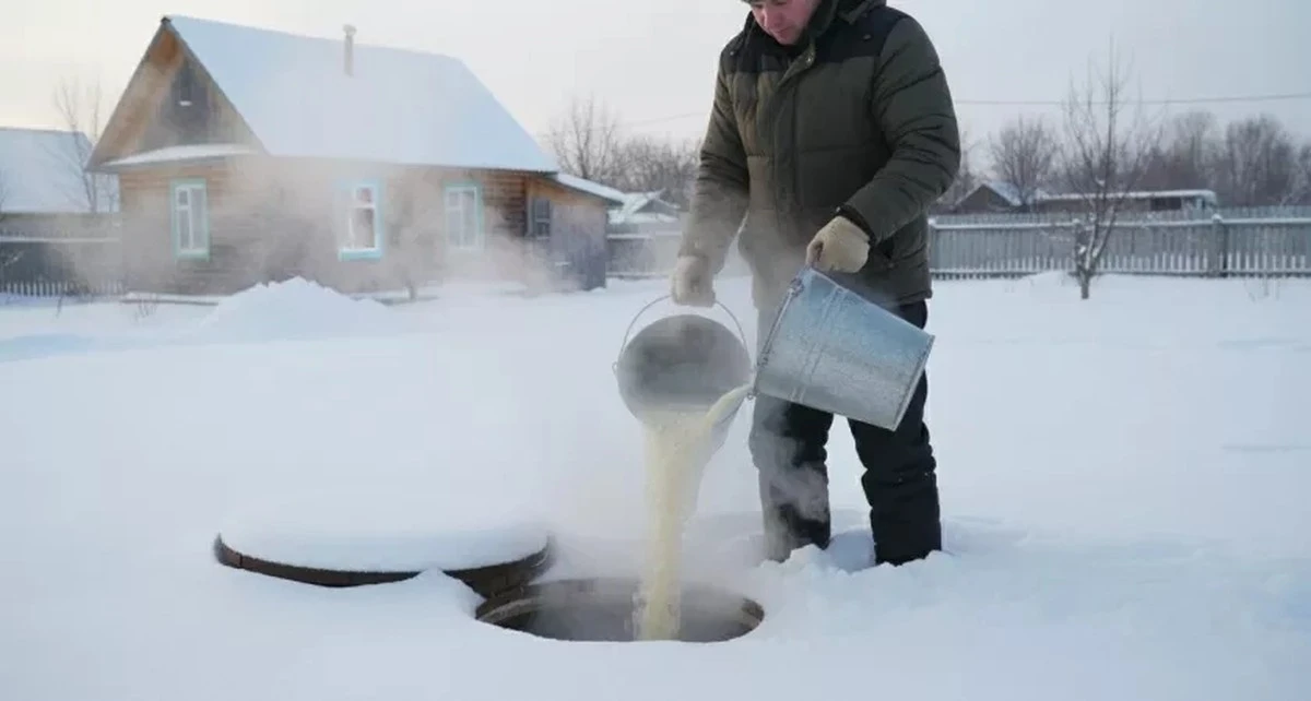 Dwa wiadra wrzątku z sodą gaszą smród i rozpuszczają osad w szambie