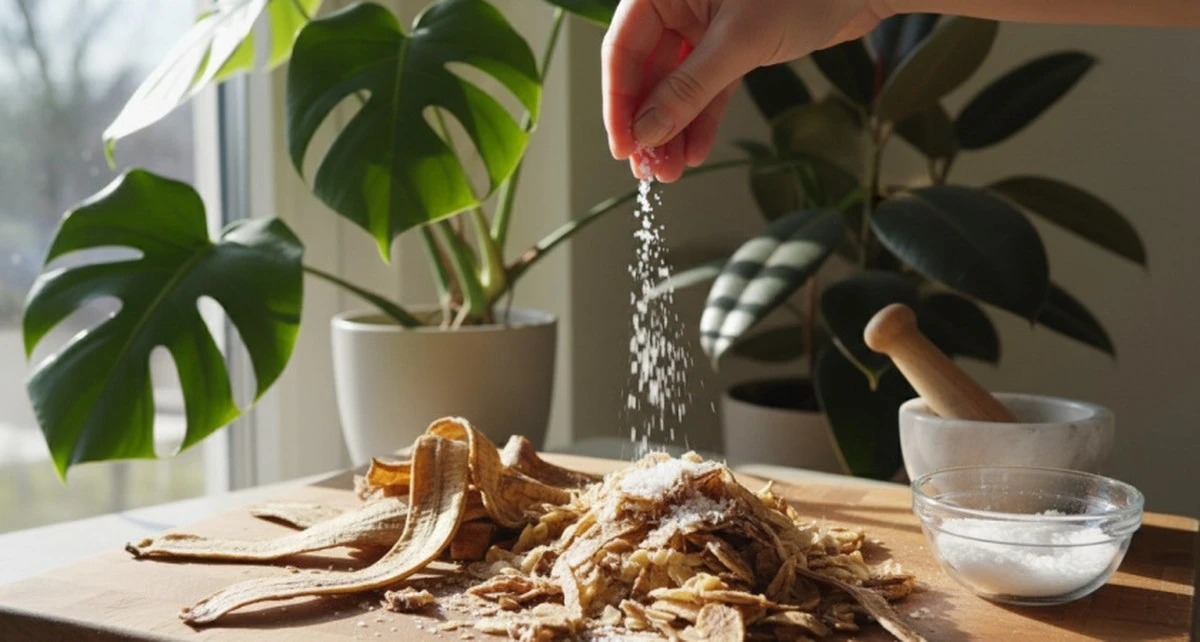 Bananowa skórka i sól: prosty trik na bujne liście twoich roślin zimą